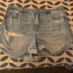 American Eagle Outfitters Light Blue Ripped Mom Shorts